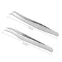 Penseta pentru gene false fir cu fir Argintie curba mega volum W16-W17 de inalta precizie, set 2 bucati + Cutie cadou